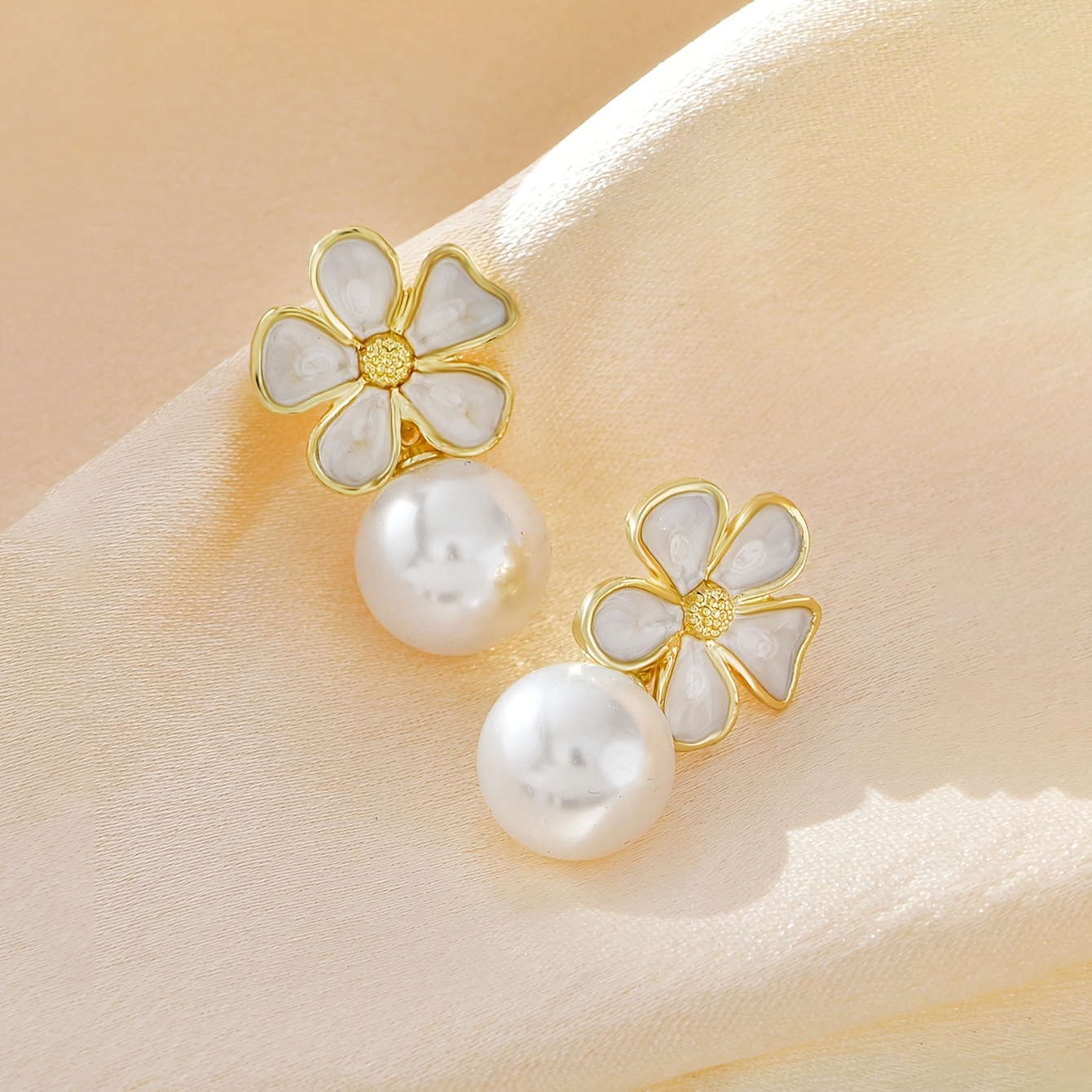 3 Pairs Vintage Floral Imitation Pearl Earrings Set, Gift for Her
